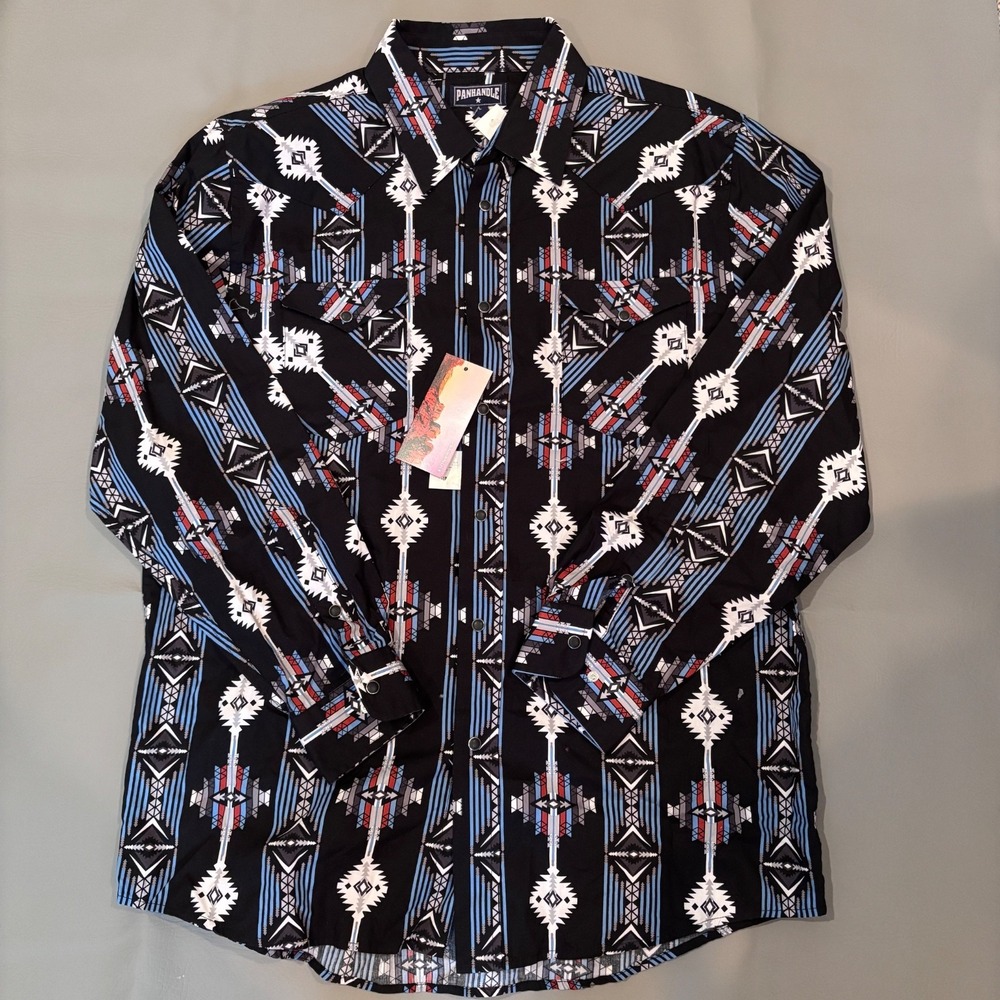 Panhandle Slim Men's Large Pearl Snap Shirt Cotton Southwest Western NWT